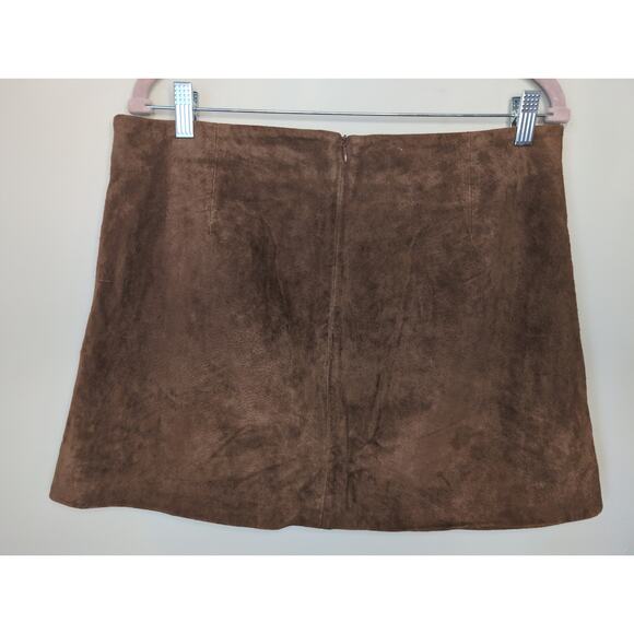 Zara suede embroidered studded floral mini lined skirt lg - Picture 4 of 6